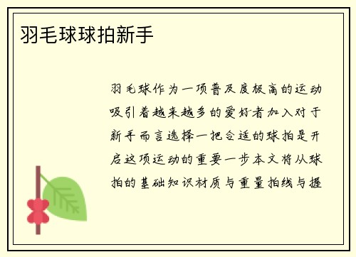 羽毛球球拍新手